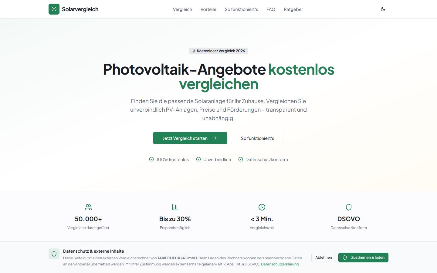 Solarvergleich – Projekt von CSV-Support